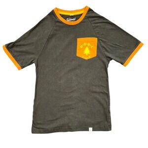 The Landmark Project Out-of-Doors Club Ringer T-Shirt Gray Orange XS